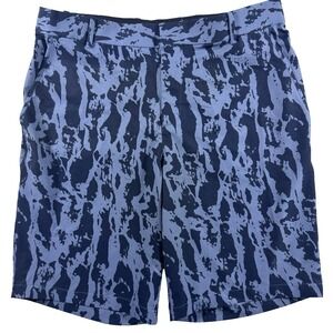 Nike Dri-Fit Golf Shorts Men's 35 Blue Camo Standard Fit Performance Stretch 10"